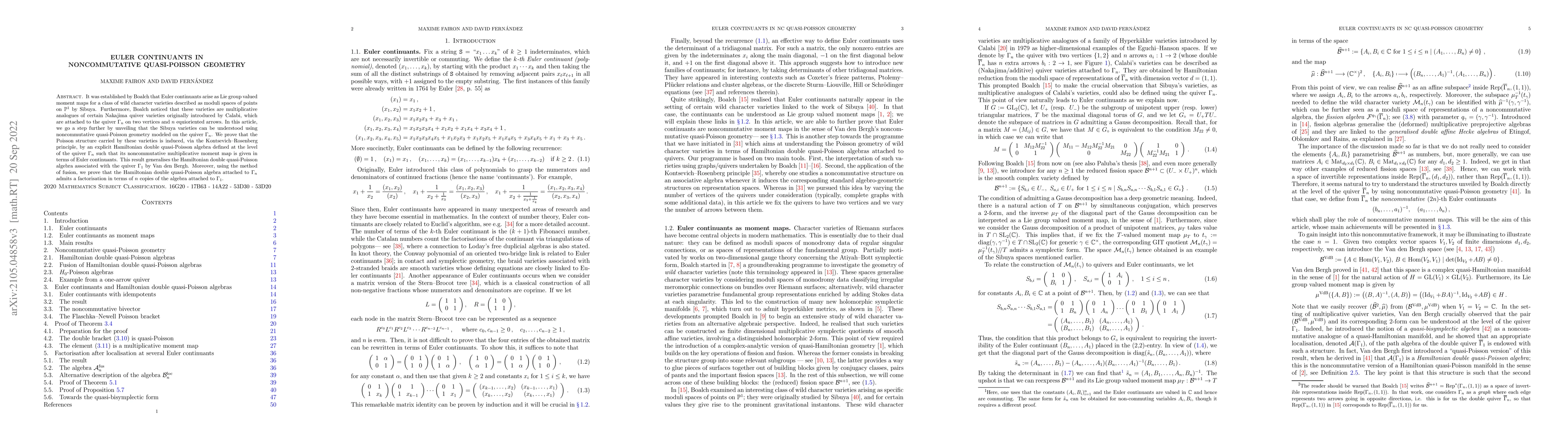 Thumbnail for Euler continuants in noncommutative quasi-Poisson geometry