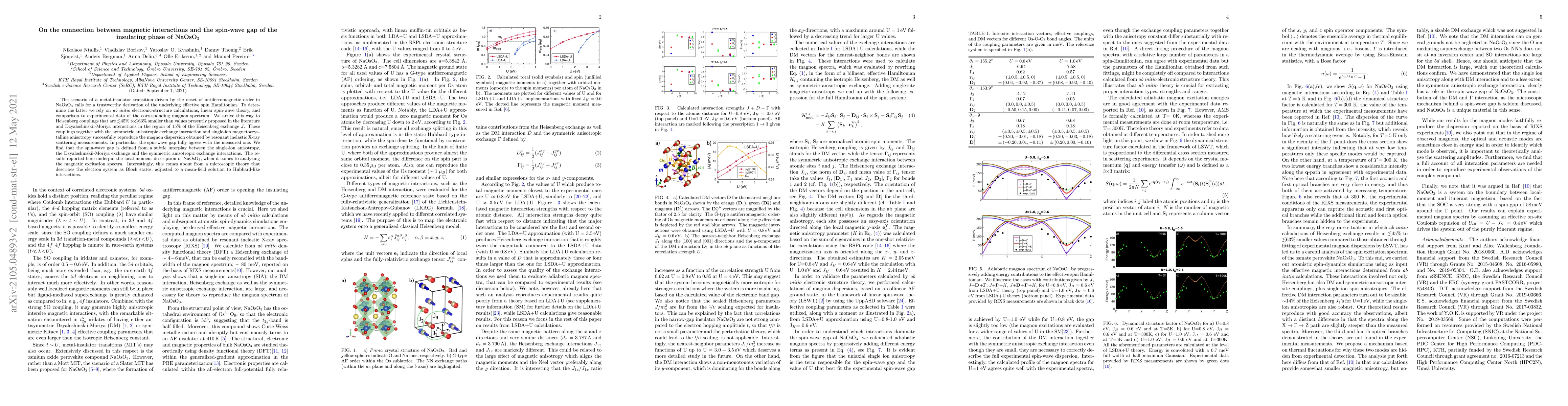 Thumbnail for On the connection between magnetic interactions and the spin-wave gap of
  the insulating phase of NaOsO$_{3}$