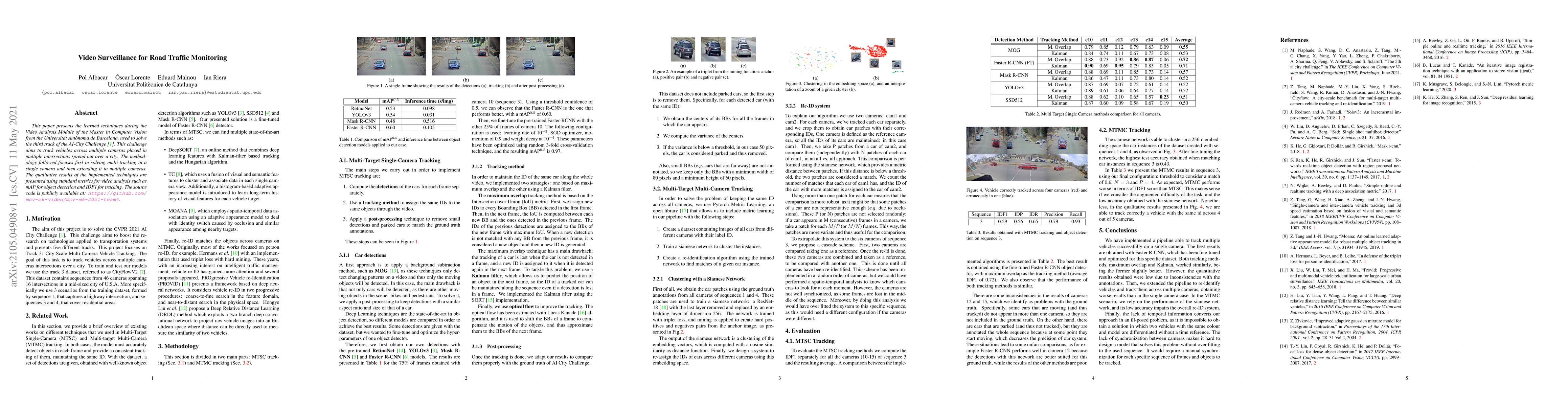 Thumbnail for Video Surveillance for Road Traffic Monitoring