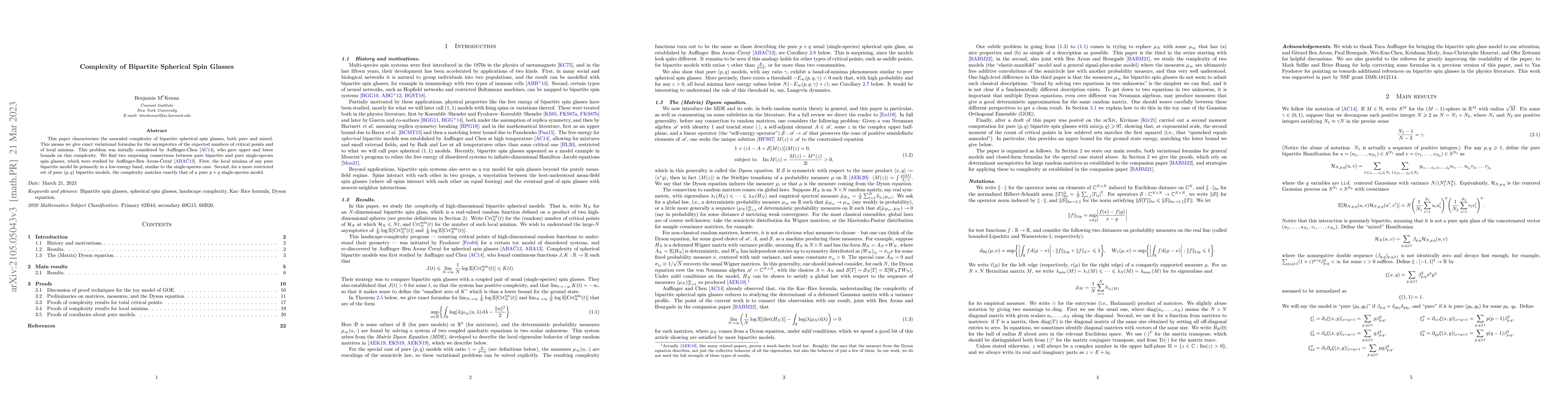 Thumbnail for Complexity of bipartite spherical spin glasses