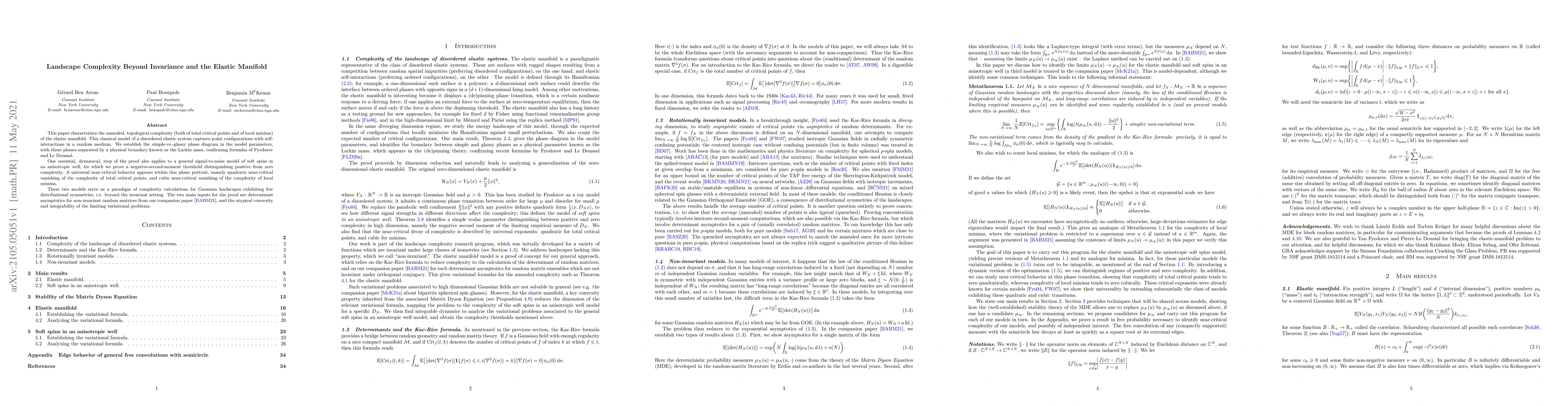 Thumbnail for Landscape complexity beyond invariance and the elastic manifold