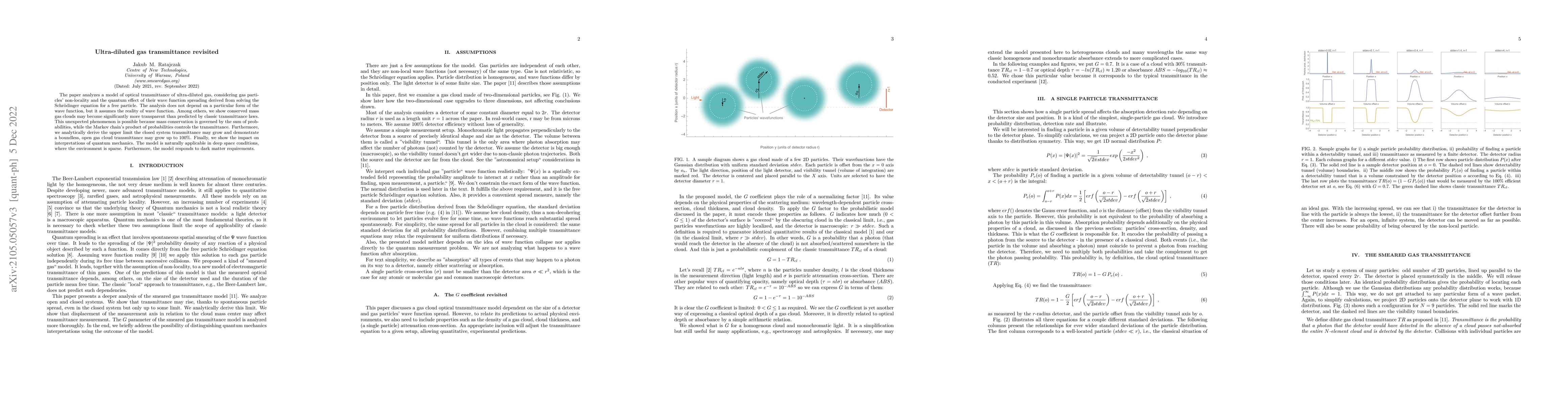 Thumbnail for Ultra-diluted gas transmittance revisited