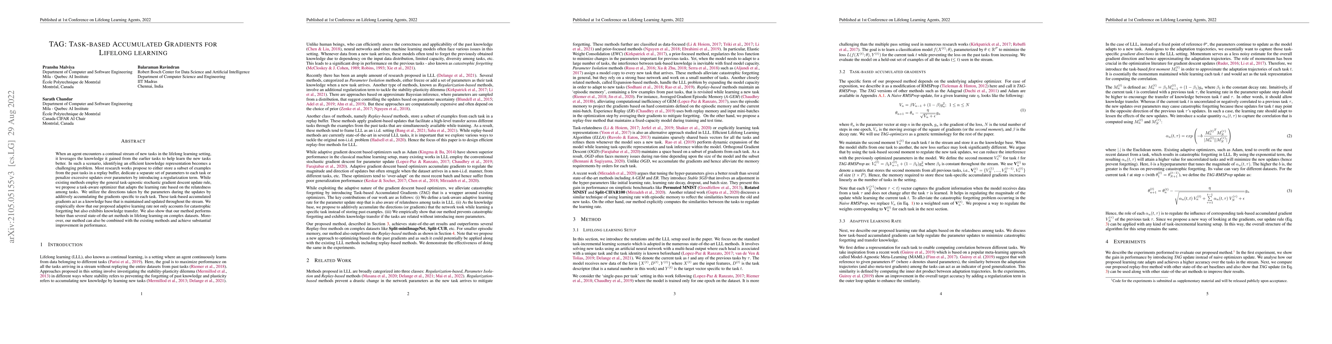 Thumbnail for TAG: Task-based Accumulated Gradients for Lifelong learning