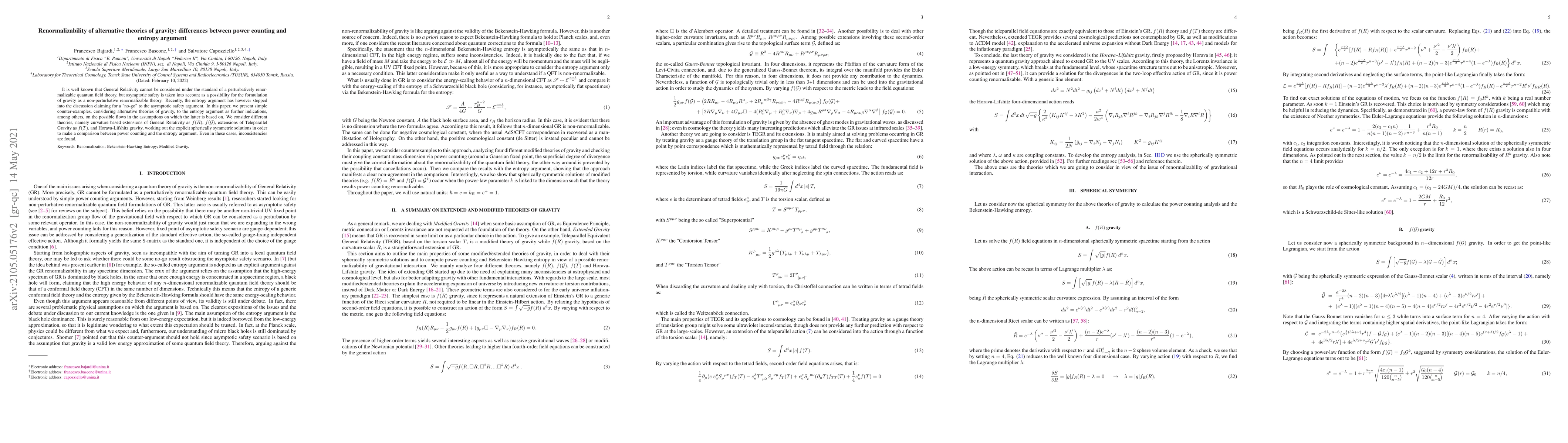 Thumbnail for Renormalizability of alternative theories of gravity: differences
  between power counting and entropy argument