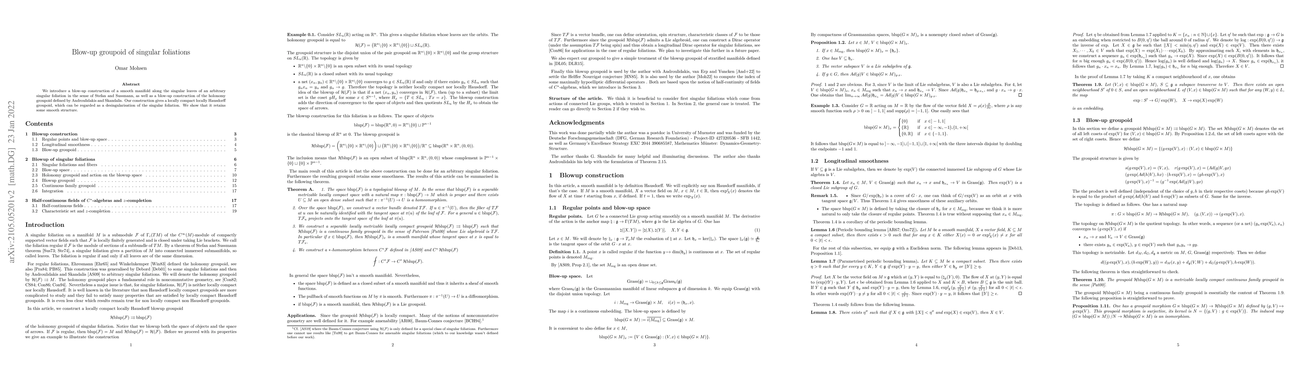 Thumbnail for Blow-up groupoid of singular foliations