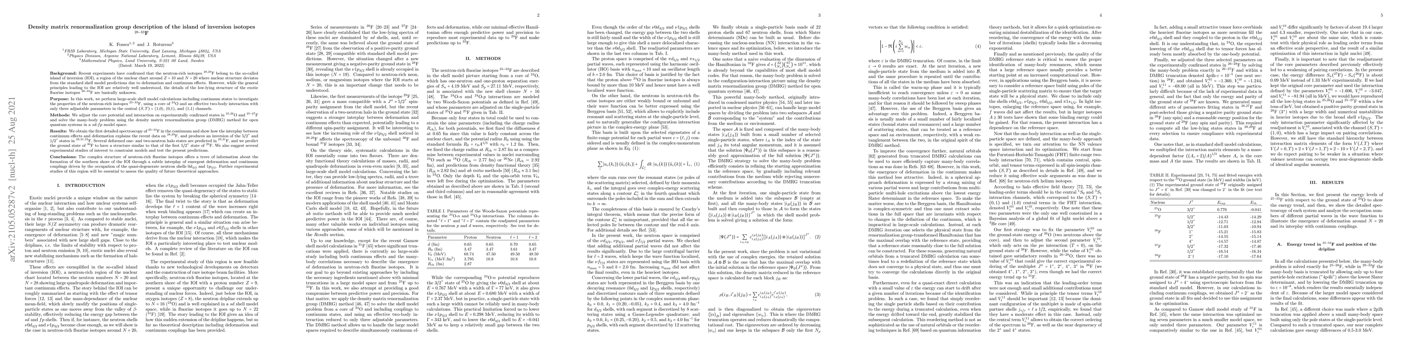 Thumbnail for Density matrix renormalization group description of the island of
  inversion isotopes $^{28-33}$F