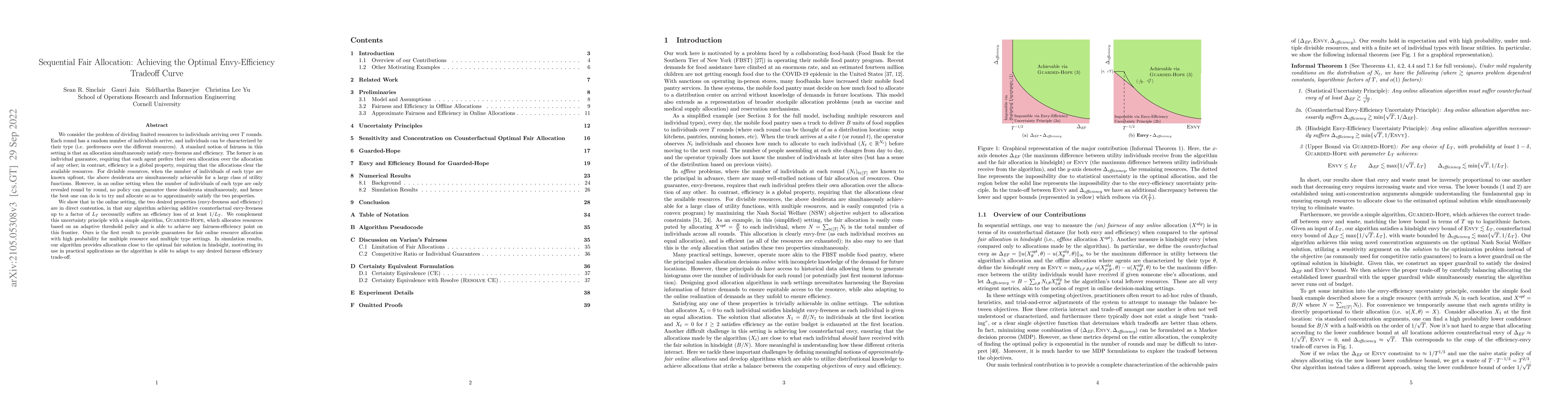 Thumbnail for Sequential Fair Allocation: Achieving the Optimal Envy-Efficiency
  Tradeoff Curve