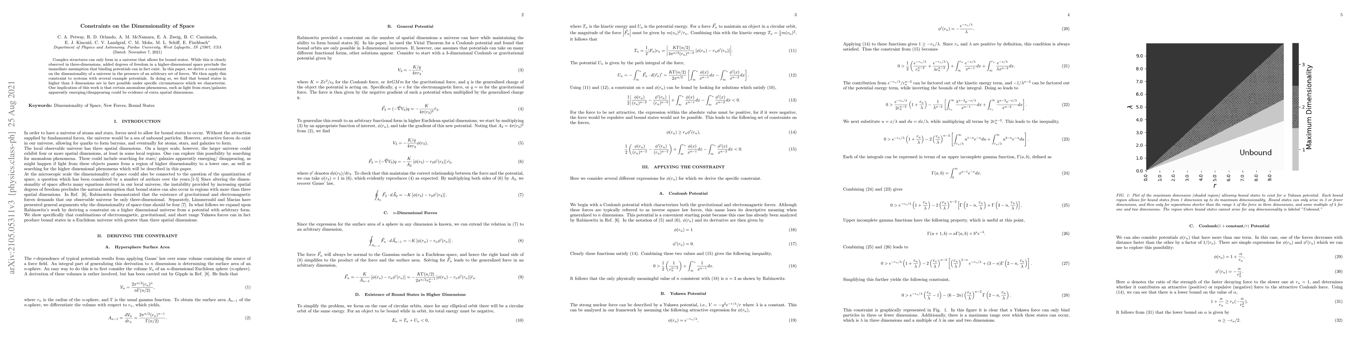 Thumbnail for Constraints on the Dimensionality of Space