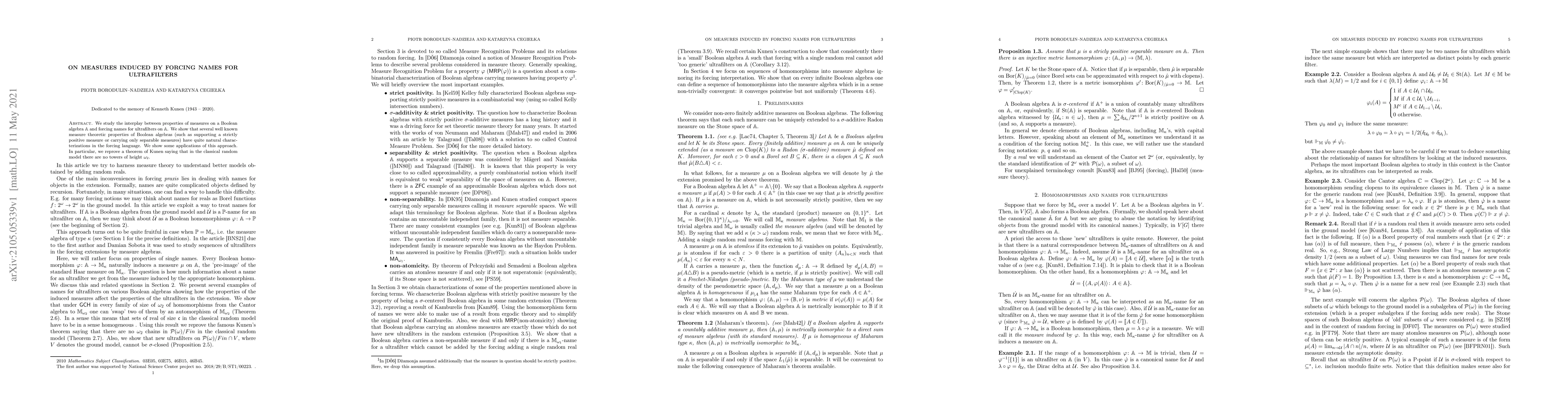 Thumbnail for On measures induced by forcing names for ultrafilters