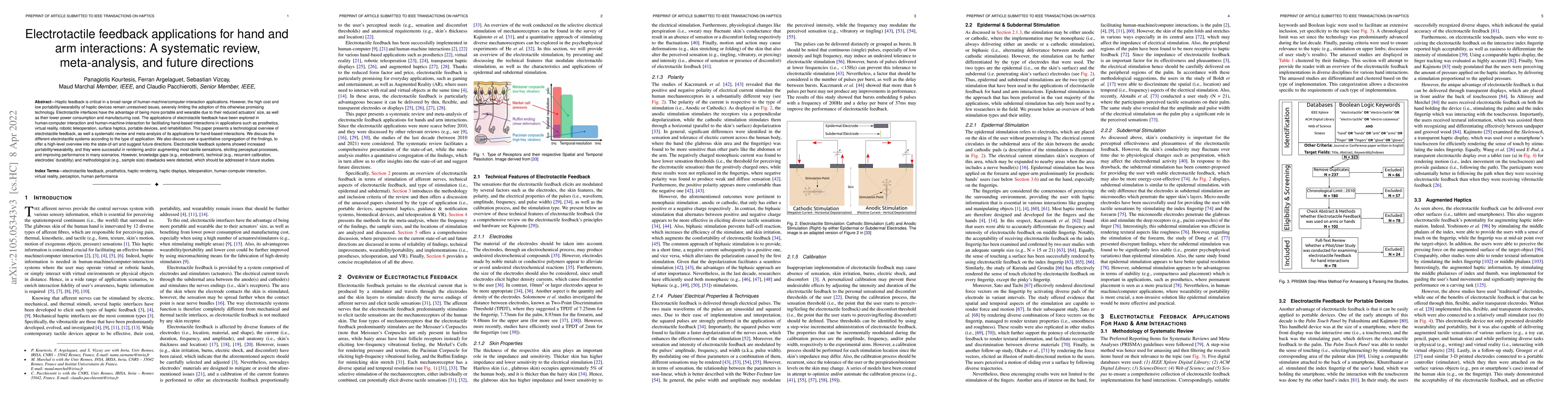 Thumbnail for Electrotactile feedback applications for hand and arm interactions: A
  systematic review, meta-analysis, and future directions