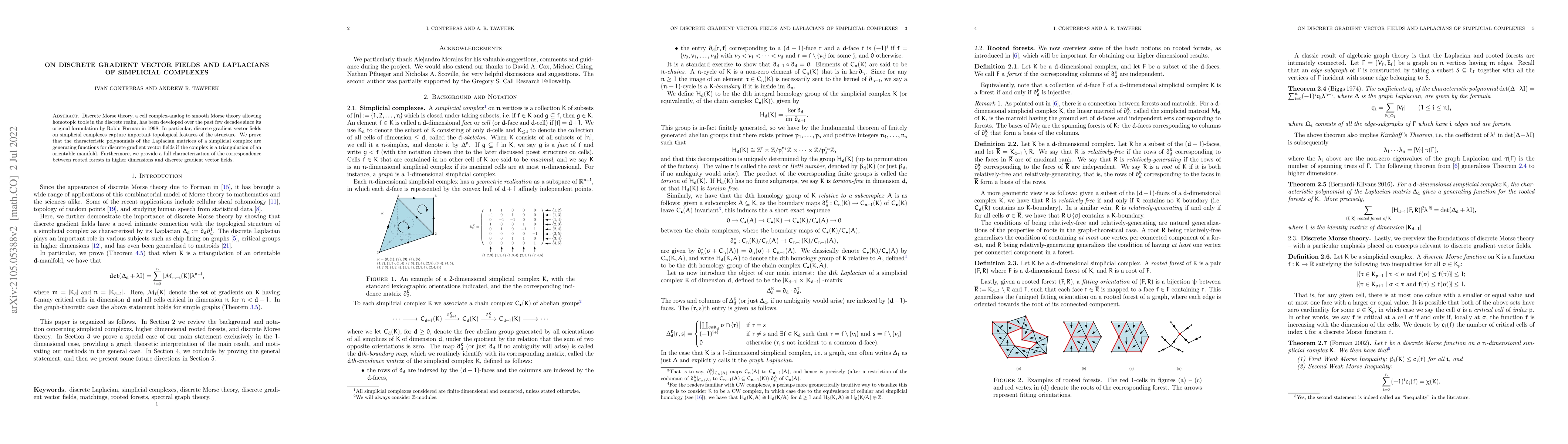 Thumbnail for On discrete gradient vector fields and Laplacians of simplicial
  complexes