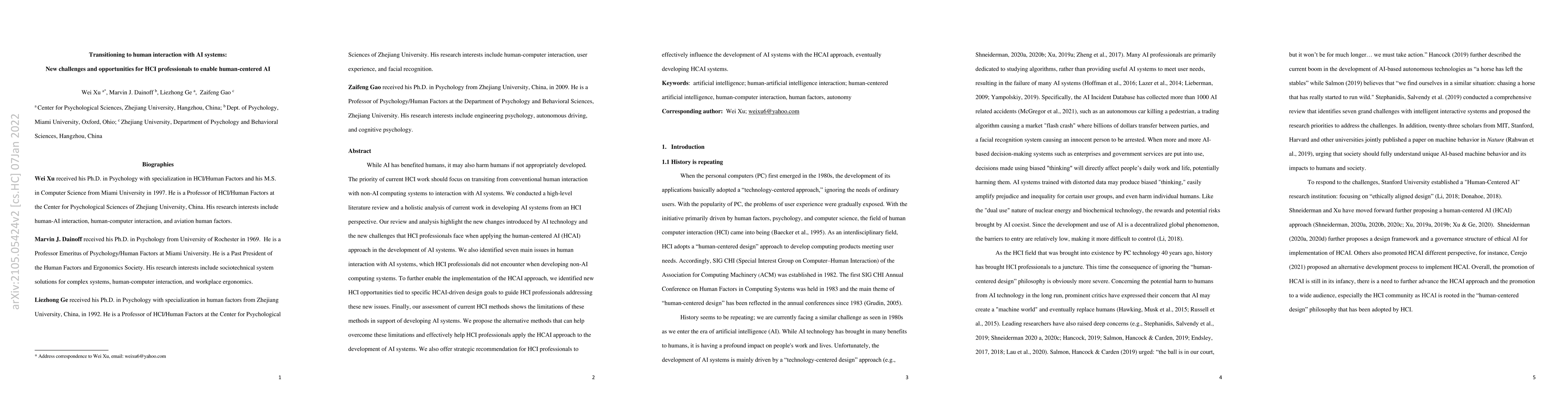 Thumbnail for Transitioning to human interaction with AI systems: New challenges and
  opportunities for HCI professionals to enable human-centered AI