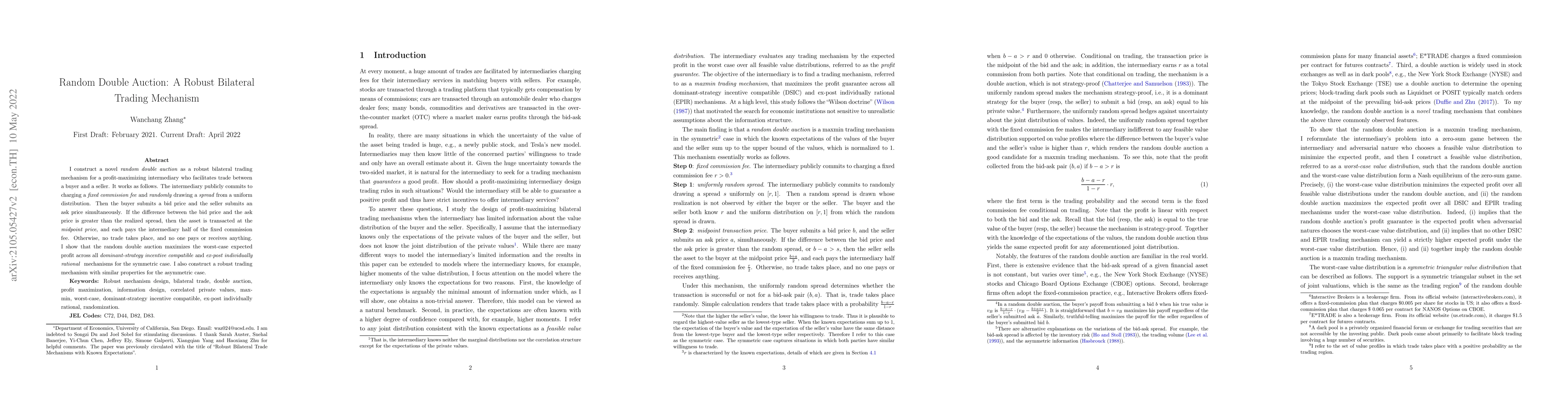 Thumbnail for Random Double Auction: A Robust Bilateral Trading Mechanism