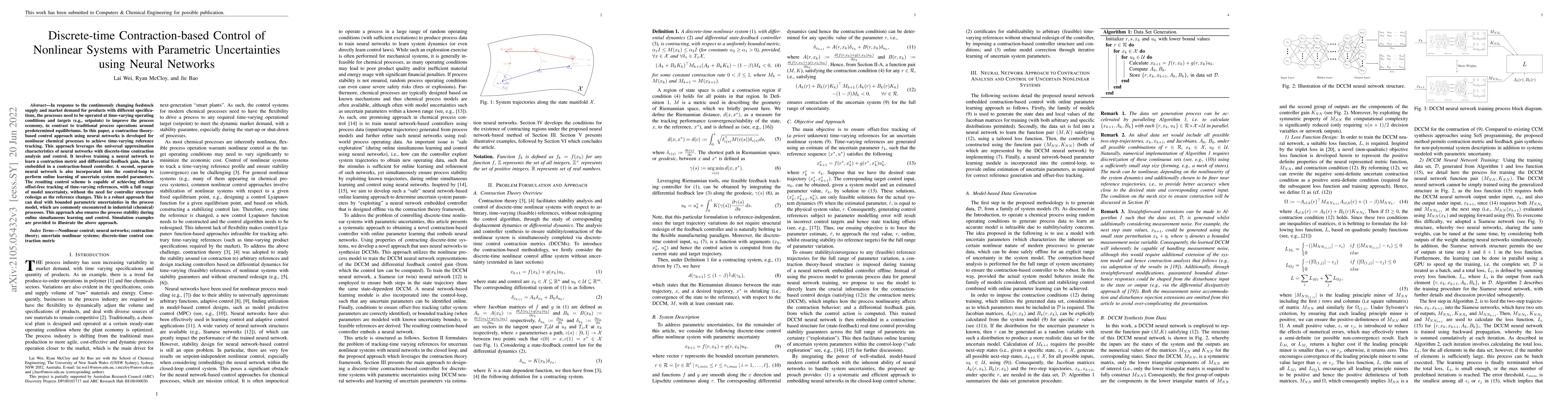 Thumbnail for Discrete-time Contraction-based Control of Nonlinear Systems with
  Parametric Uncertainties using Neural Networks