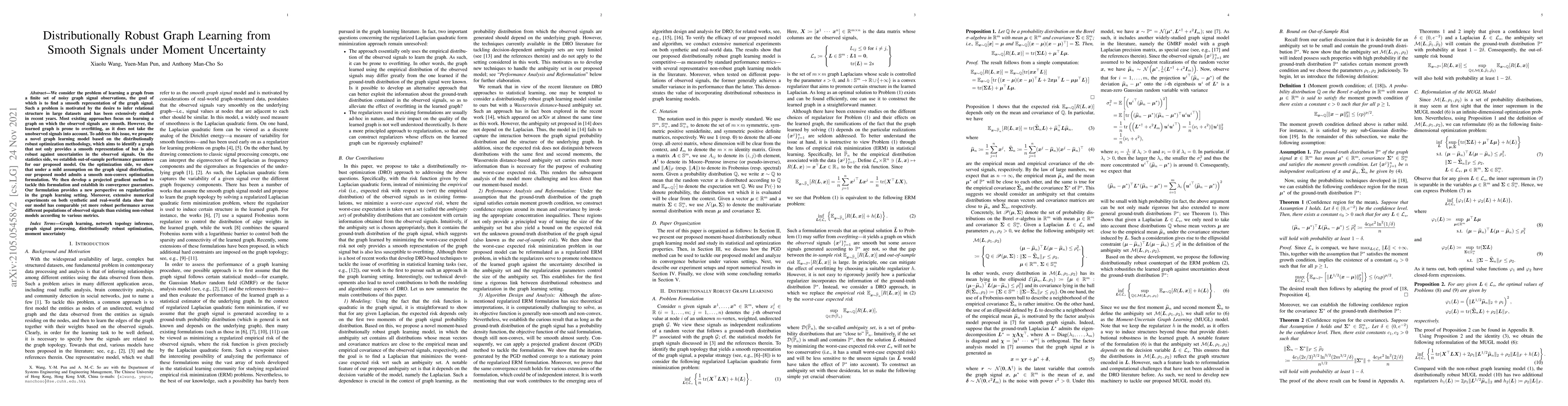 Thumbnail for Distributionally Robust Graph Learning from Smooth Signals under Moment
  Uncertainty