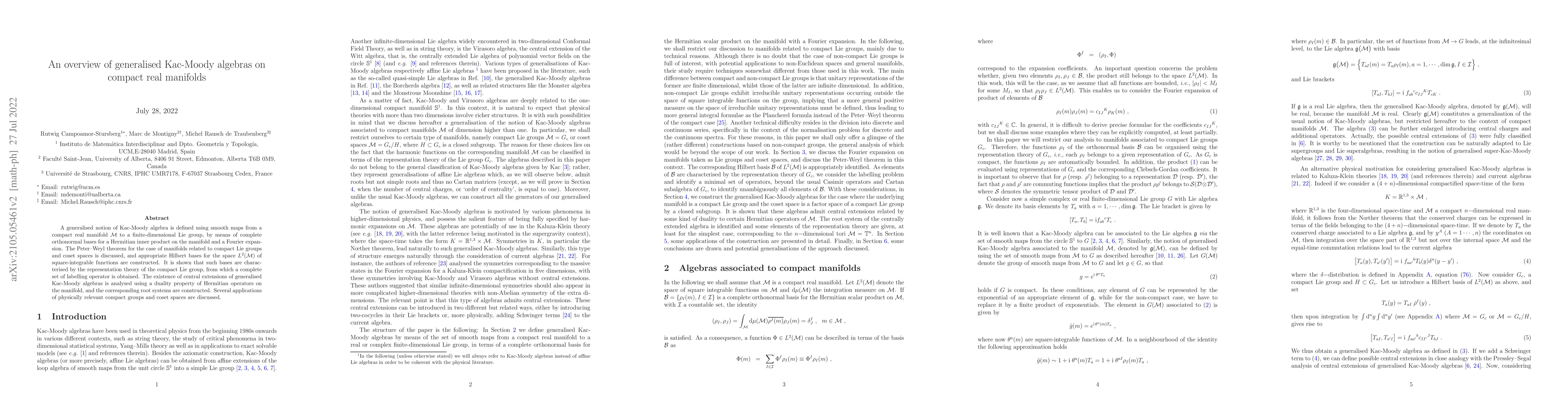 Thumbnail for An overview of generalised Kac-Moody algebras on compact real manifolds