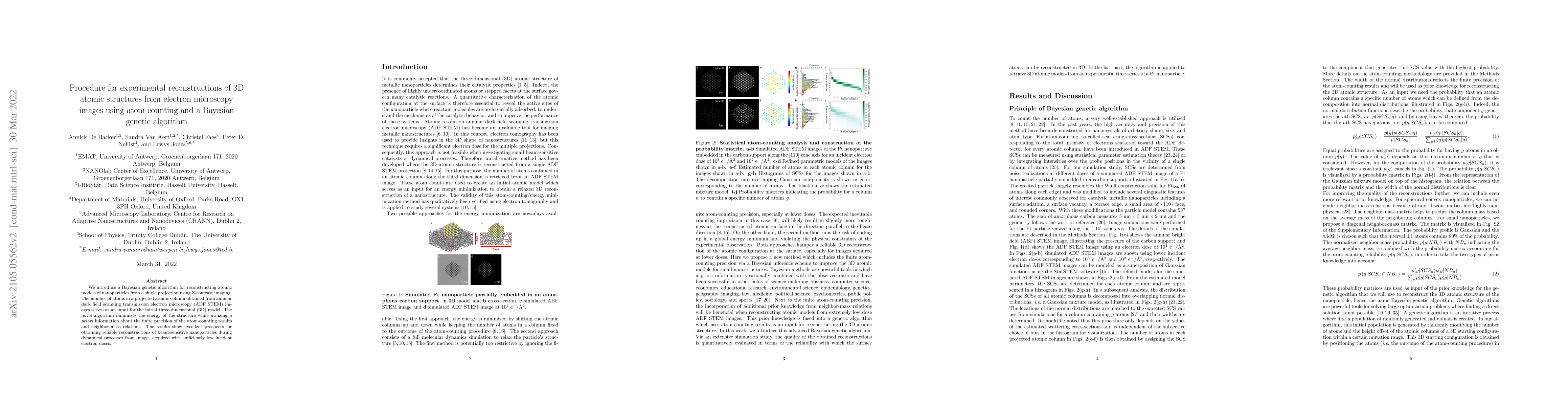 Thumbnail for Procedure for 3D atomic resolution reconstructions using atom-counting
  and a Bayesian genetic algorithm