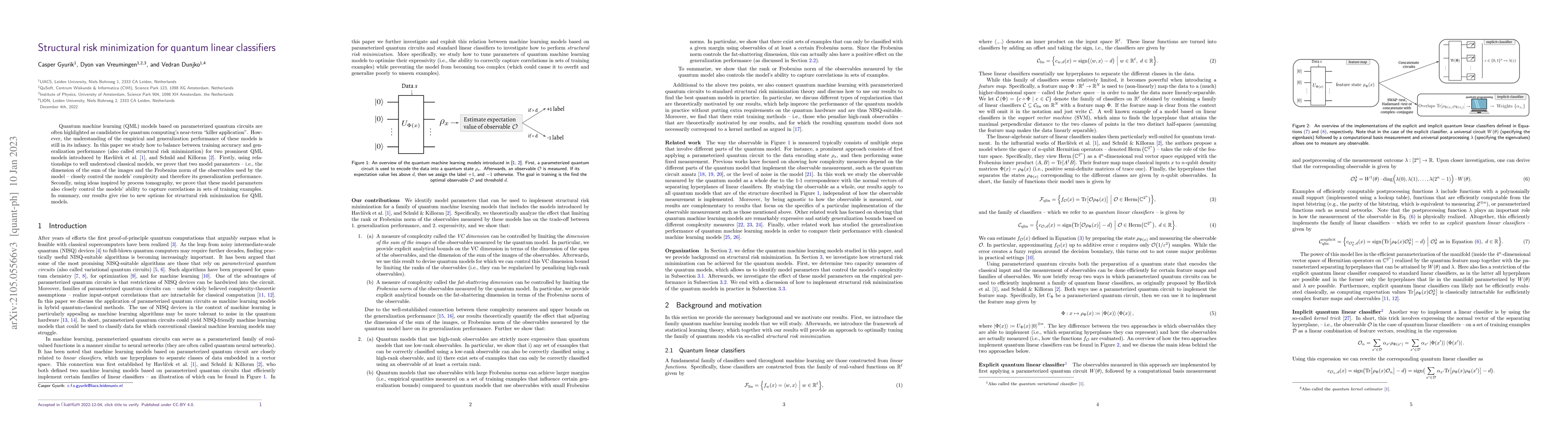 Thumbnail for Structural risk minimization for quantum linear classifiers