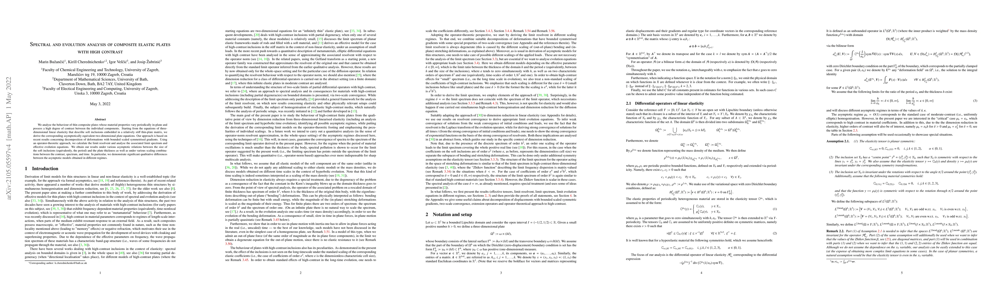 Thumbnail for Spectral and evolution analysis of composite elastic plates with high
  contrast