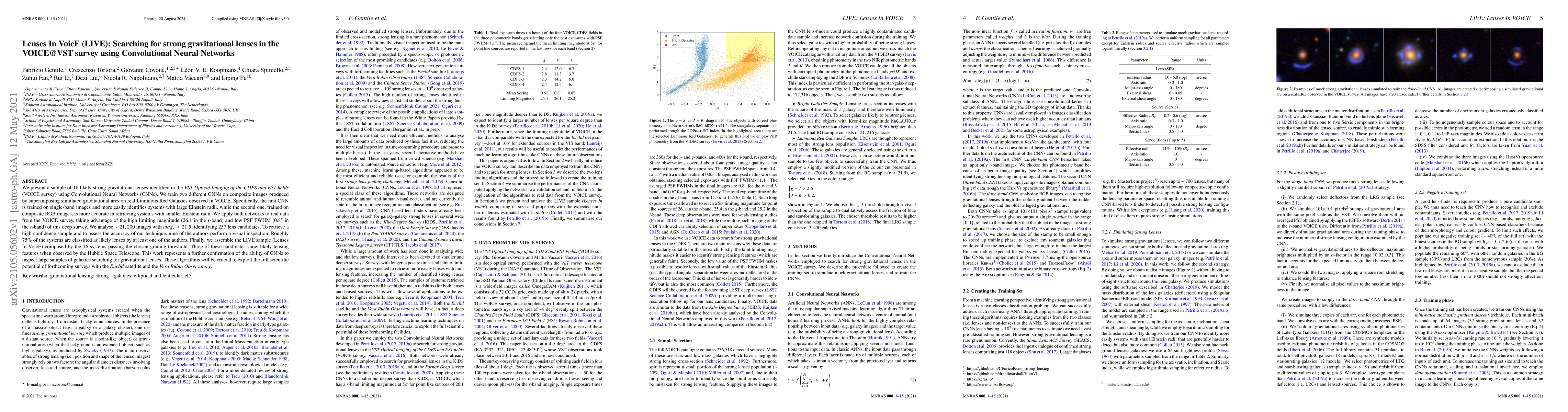 Thumbnail for Lenses In VoicE (LIVE): Searching for strong gravitational lenses in the
  VOICE@VST survey using Convolutional Neural Networks