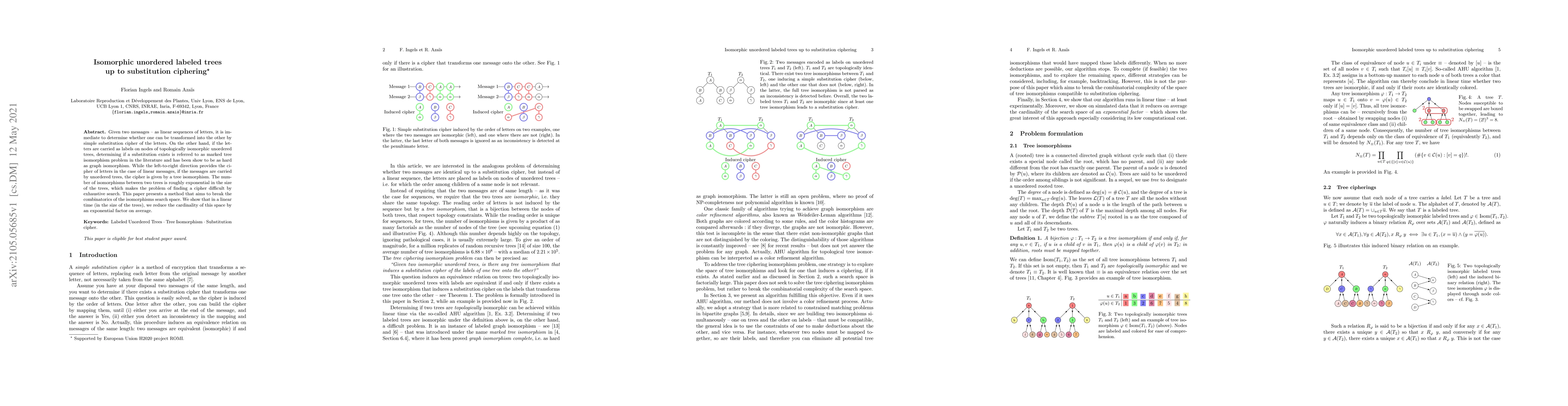 Thumbnail for Isomorphic unordered labeled trees up to substitution ciphering