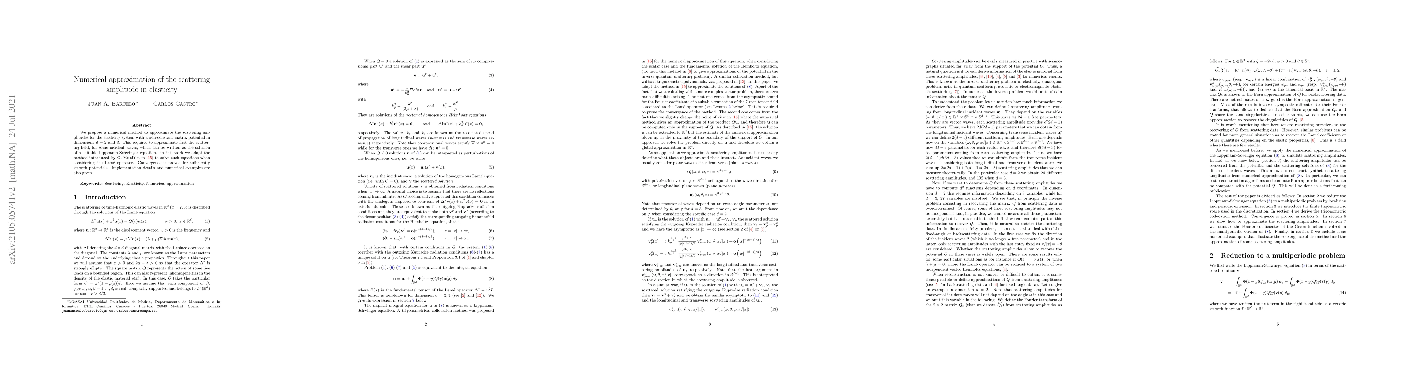 Thumbnail for Numerical approximation of the scattering amplitude in elasticity