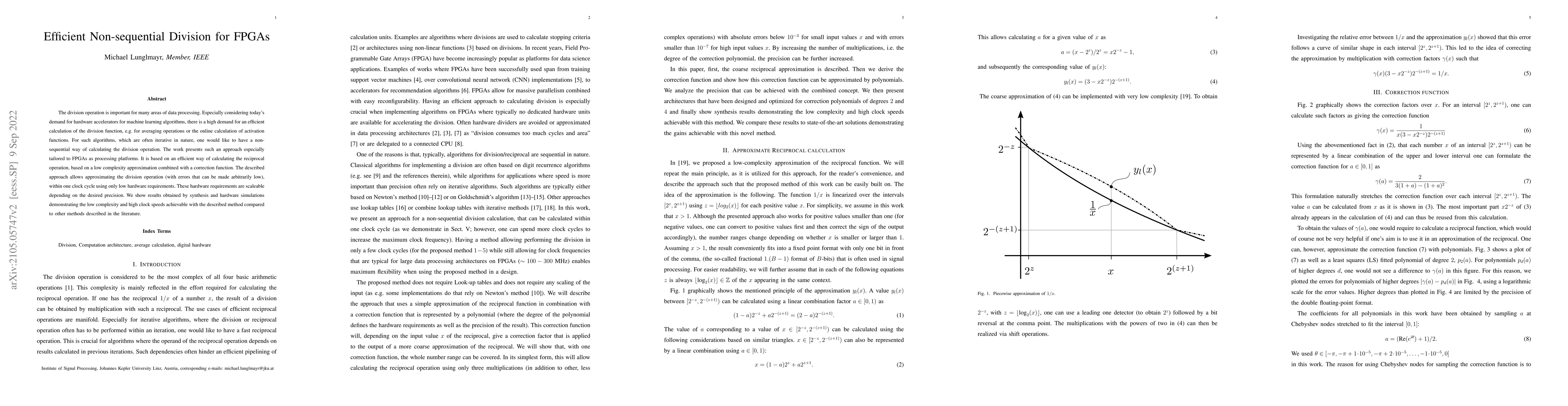 Thumbnail for Efficient Non-sequential Division for FPGAs