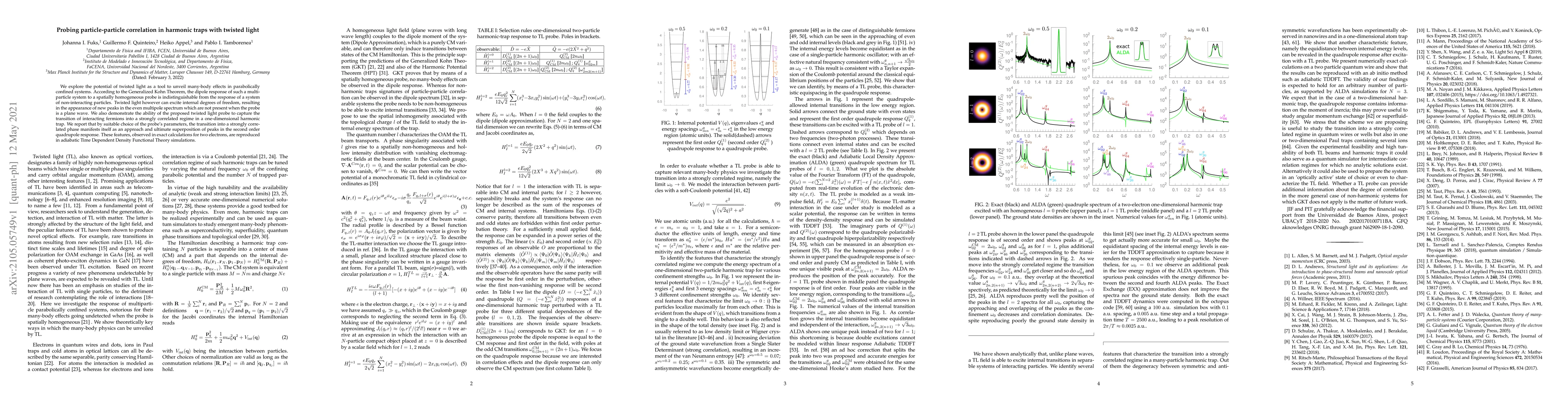 Thumbnail for Probing particle-particle correlation in harmonic traps with twisted
  light