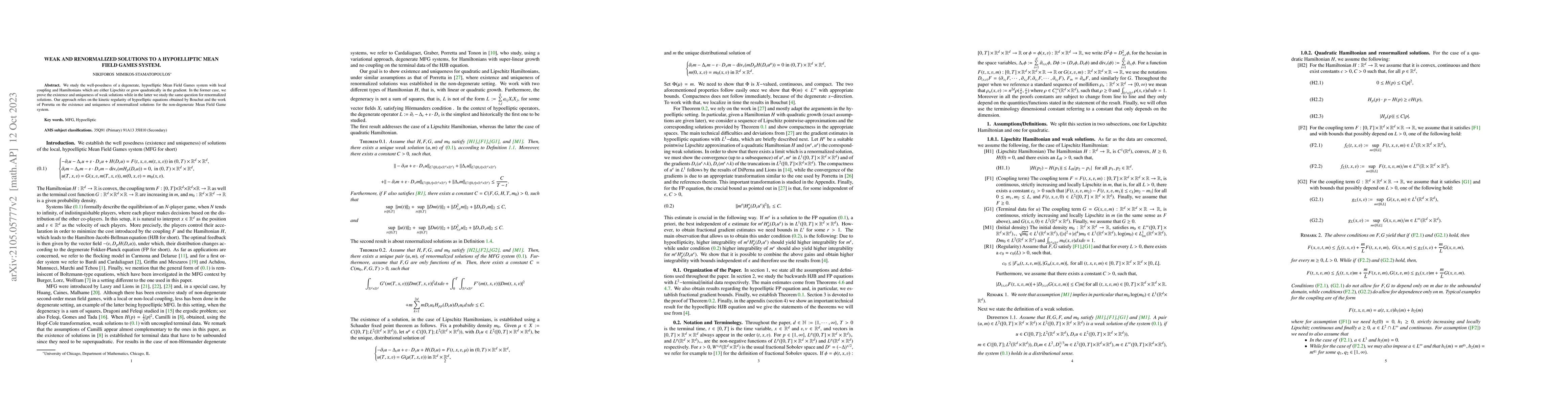 Thumbnail for Weak and renormalized solutions to a hypoelliptic Mean Field Games
  system