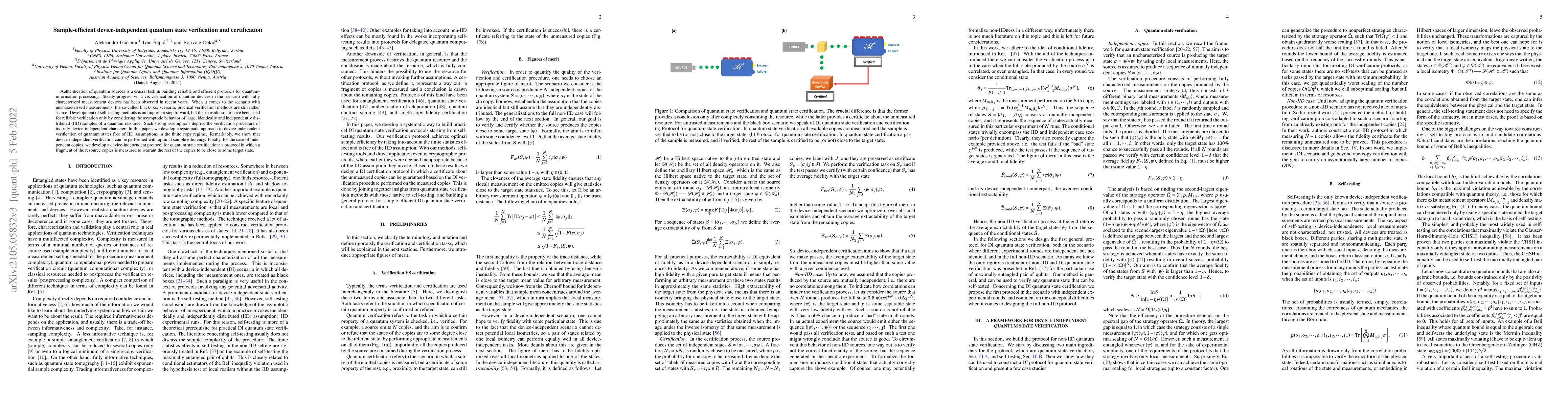 Thumbnail for Sample-efficient device-independent quantum state verification and
  certification