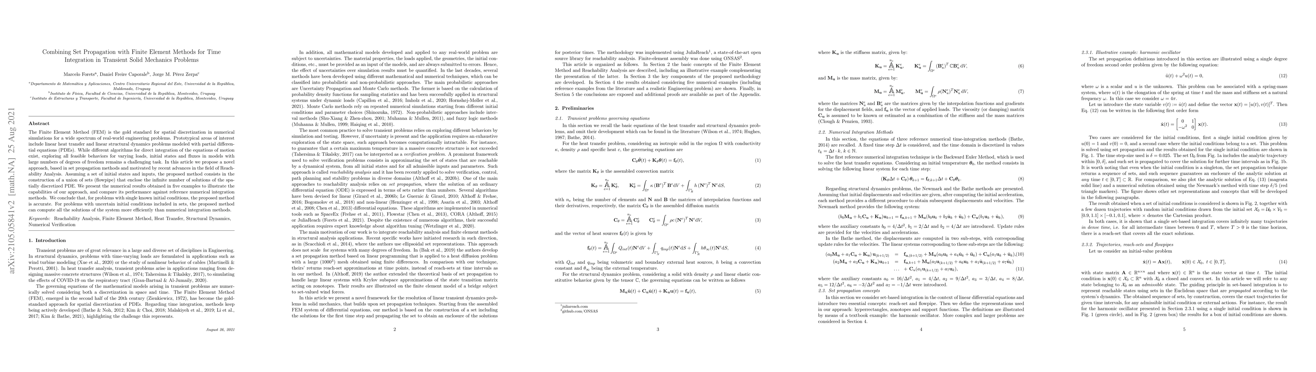 Thumbnail for Combining Set Propagation with Finite Element Methods for Time
  Integration in Transient Solid Mechanics Problems