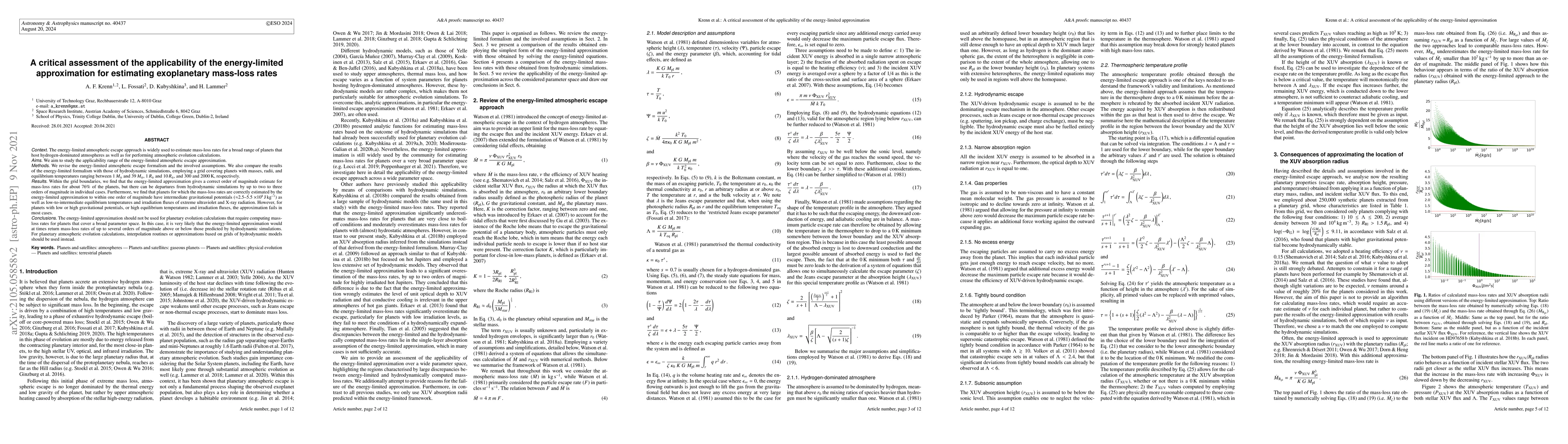 Thumbnail for A critical assessment of the applicability of the energy-limited
  approximation for estimating exoplanetary mass-loss rates