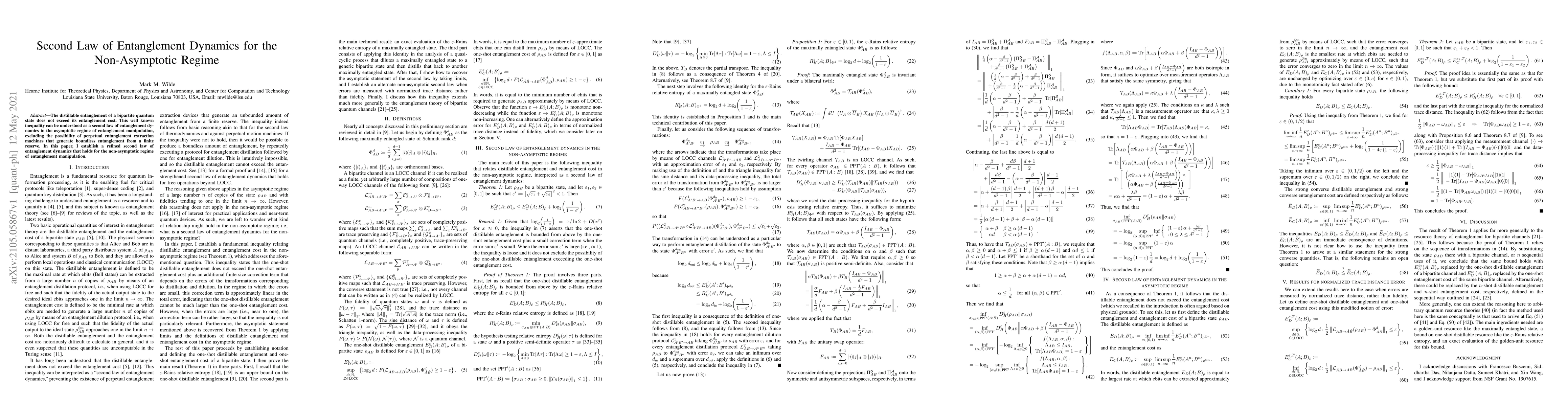 Thumbnail for Second Law of Entanglement Dynamics for the Non-Asymptotic Regime