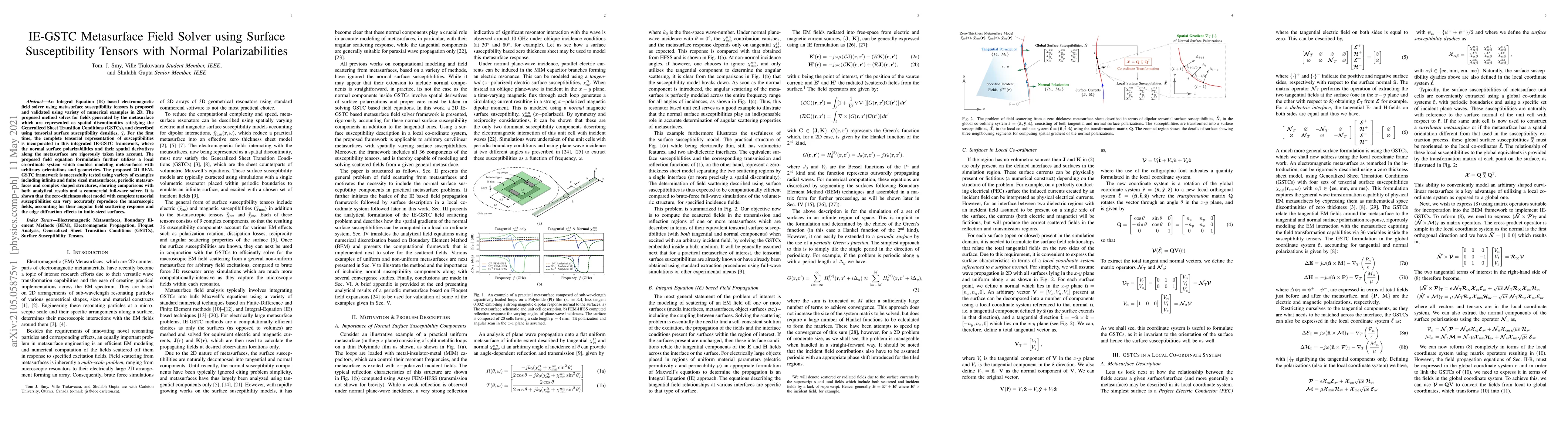 Thumbnail for IE-GSTC Metasurface Field Solver using Surface Susceptibility Tensors
  with Normal Polarizabilities