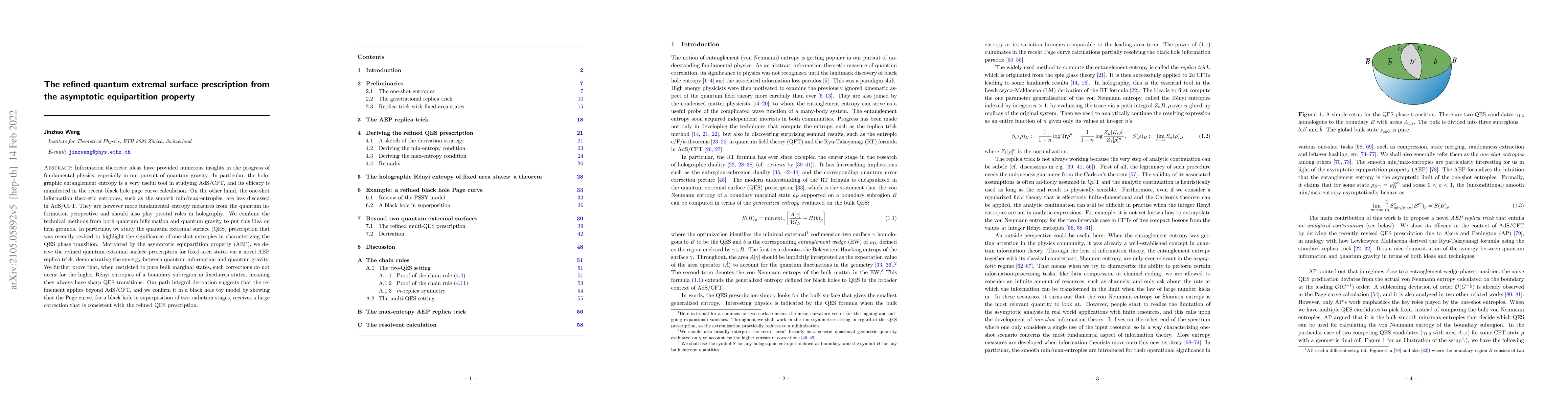 Thumbnail for The refined quantum extremal surface prescription from the asymptotic
  equipartition property