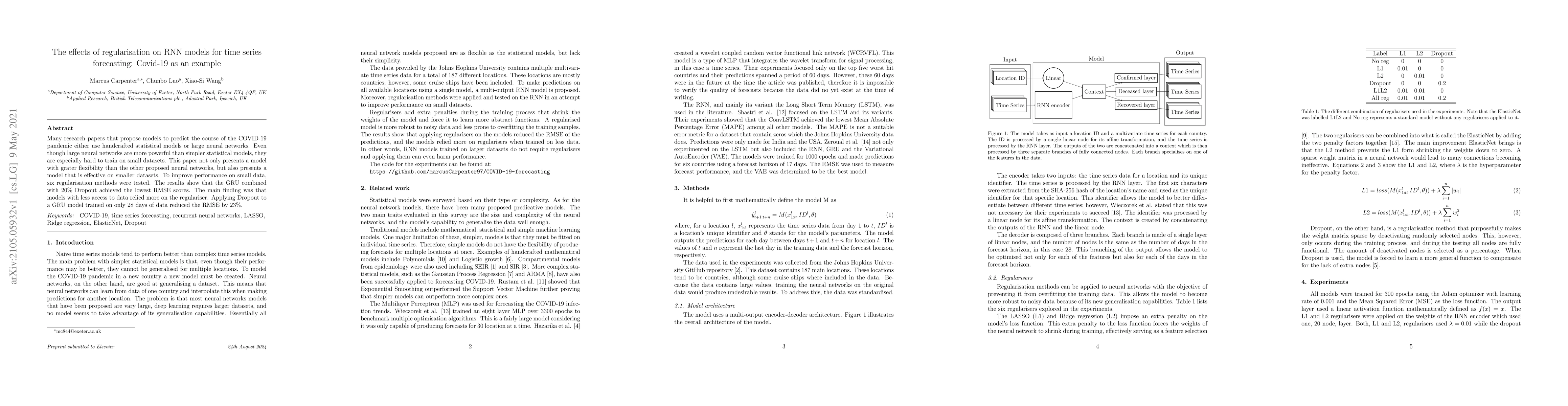 Thumbnail for The effects of regularisation on RNN models for time series forecasting:
  Covid-19 as an example