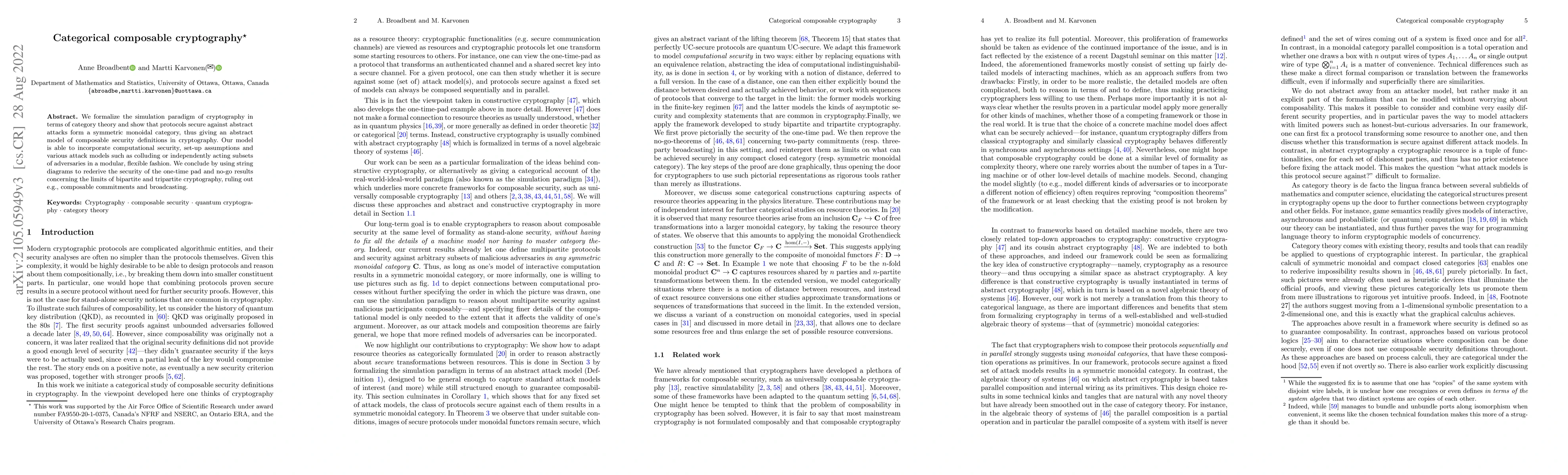 Thumbnail for Categorical composable cryptography