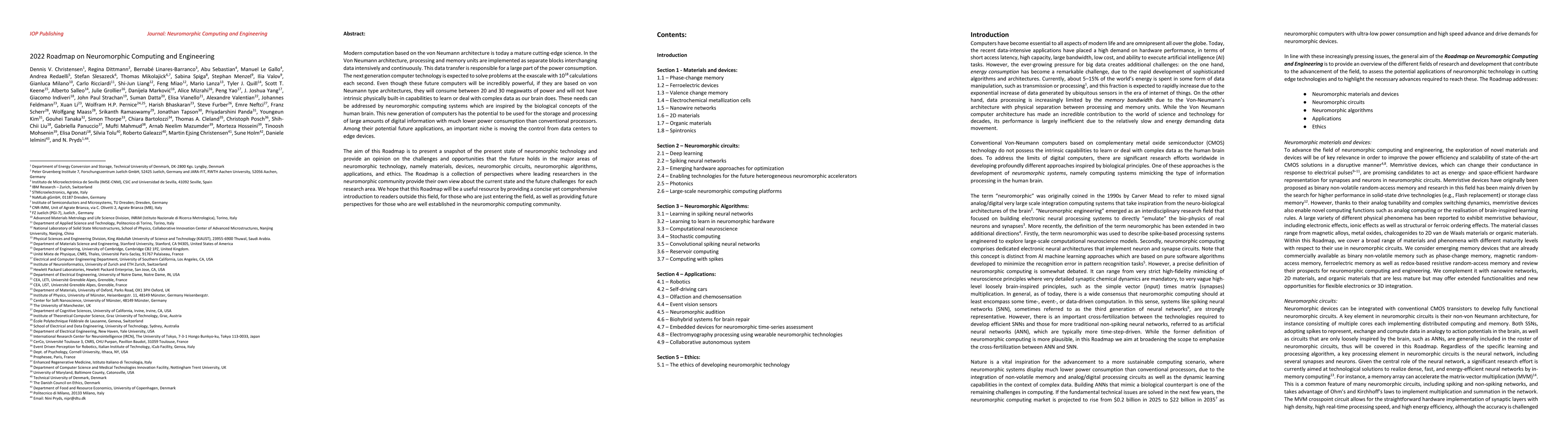 Thumbnail for 2022 Roadmap on Neuromorphic Computing and Engineering