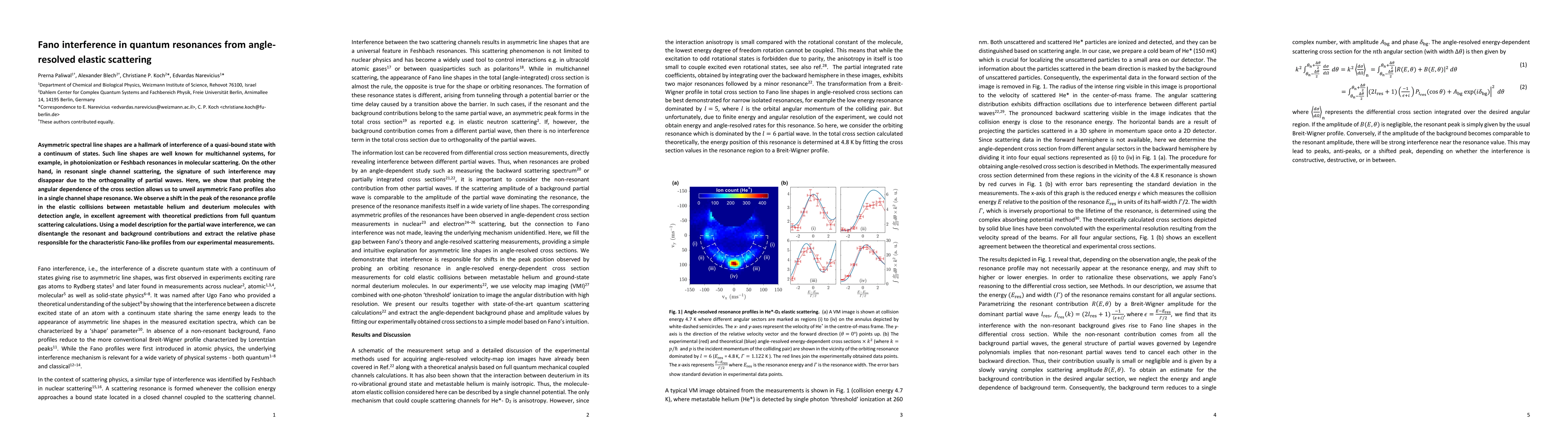 Thumbnail for Fano interference in quantum resonances from angle-resolved elastic
  scattering
