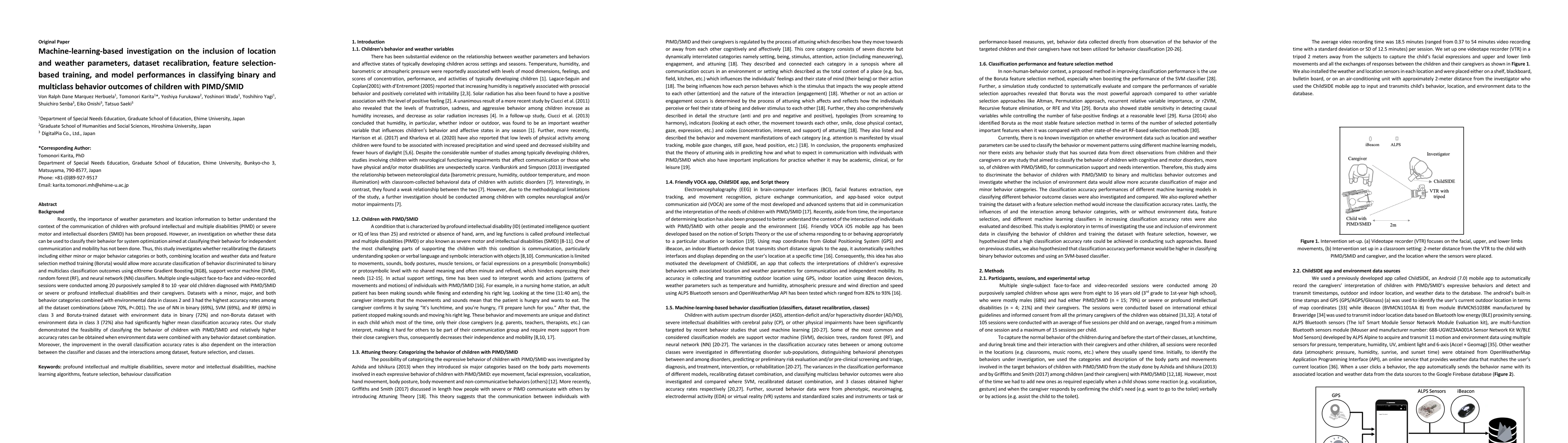 Thumbnail for Machine-learning-based investigation on classifying binary and
  multiclass behavior outcomes of children with PIMD/SMID