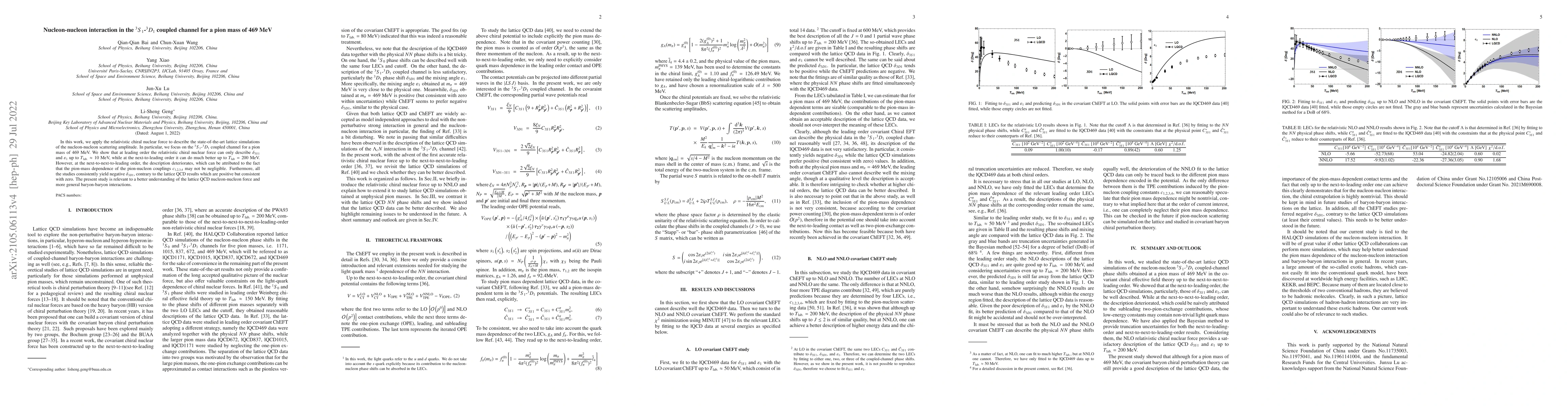 Thumbnail for Nucleon-nucleon interaction in the $^3S_1$-$^3D_1$ coupled channel for a
  pion mass of 469 MeV
