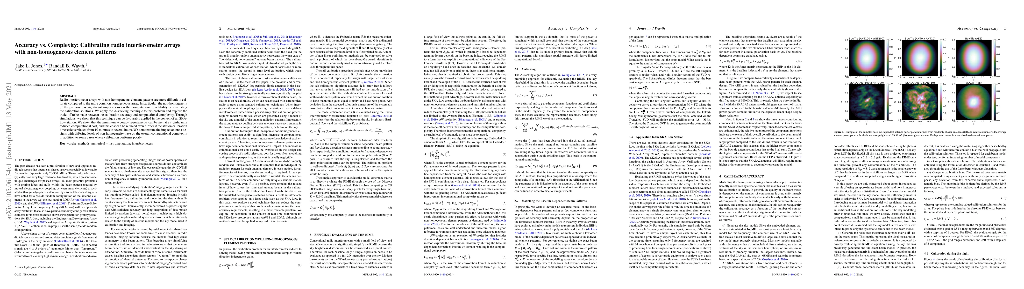 Thumbnail for Accuracy vs. Complexity: Calibrating radio interferometer arrays with
  non-homogeneous element patterns