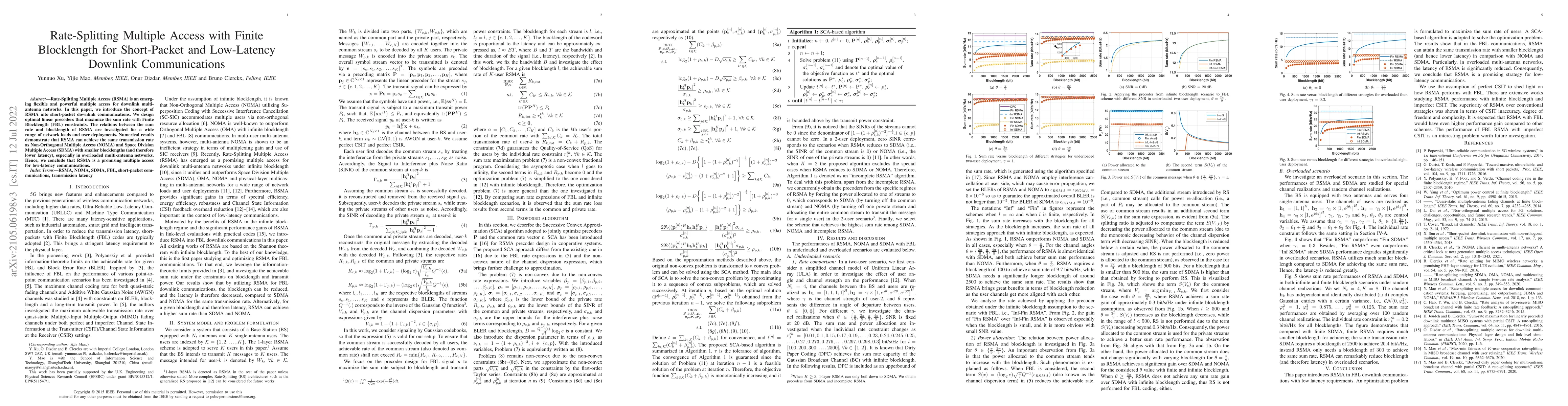 Thumbnail for Rate-Splitting Multiple Access with Finite Blocklength for Short-Packet
  and Low-Latency Downlink Communications