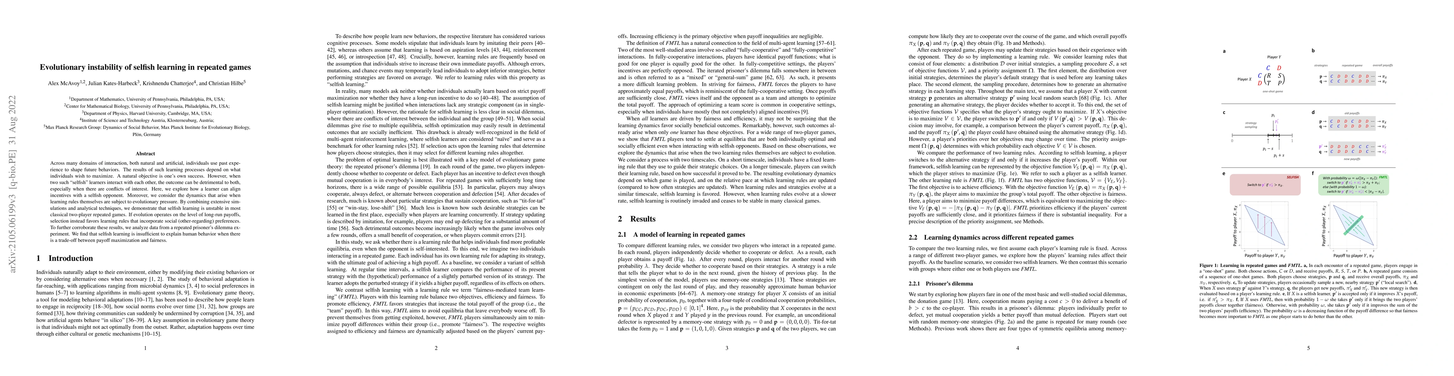 Thumbnail for Evolutionary instability of selfish learning in repeated games