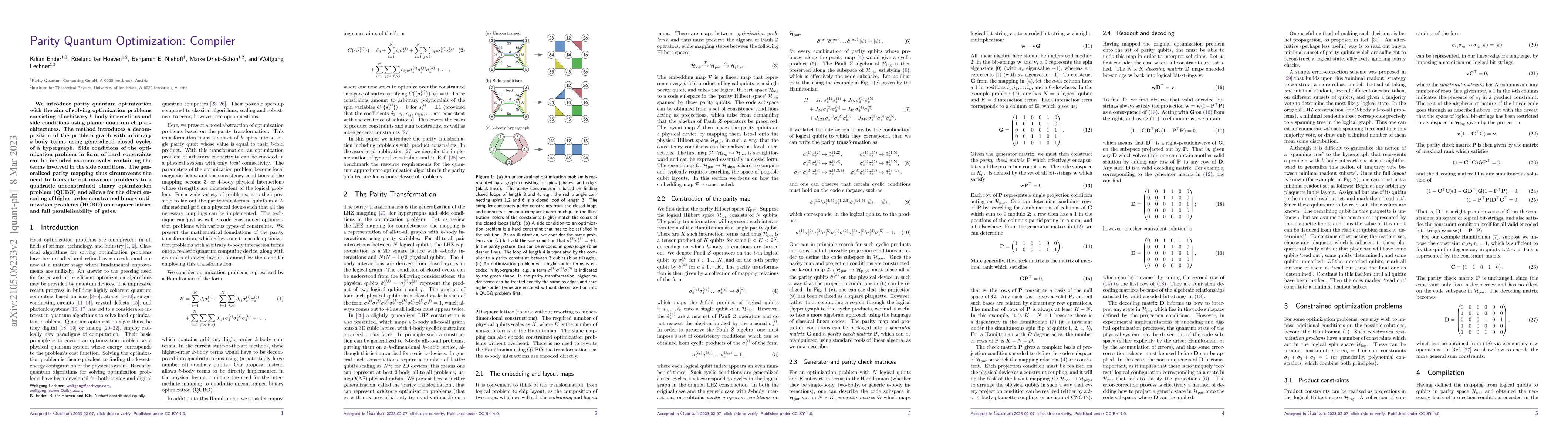 Thumbnail for Parity Quantum Optimization: Compiler