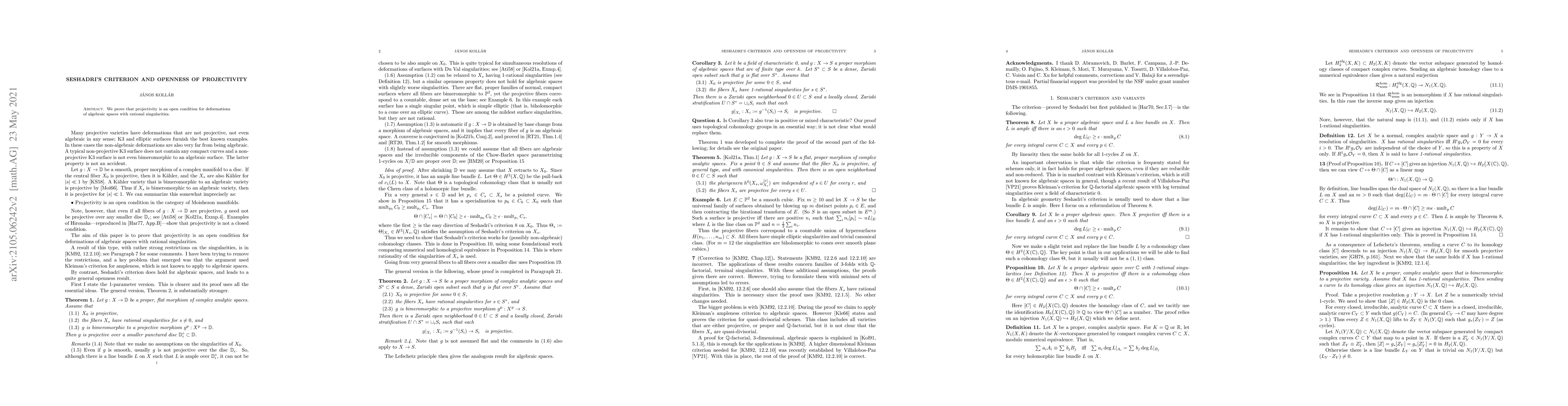 Thumbnail for Seshadri's criterion and openness of projectivity