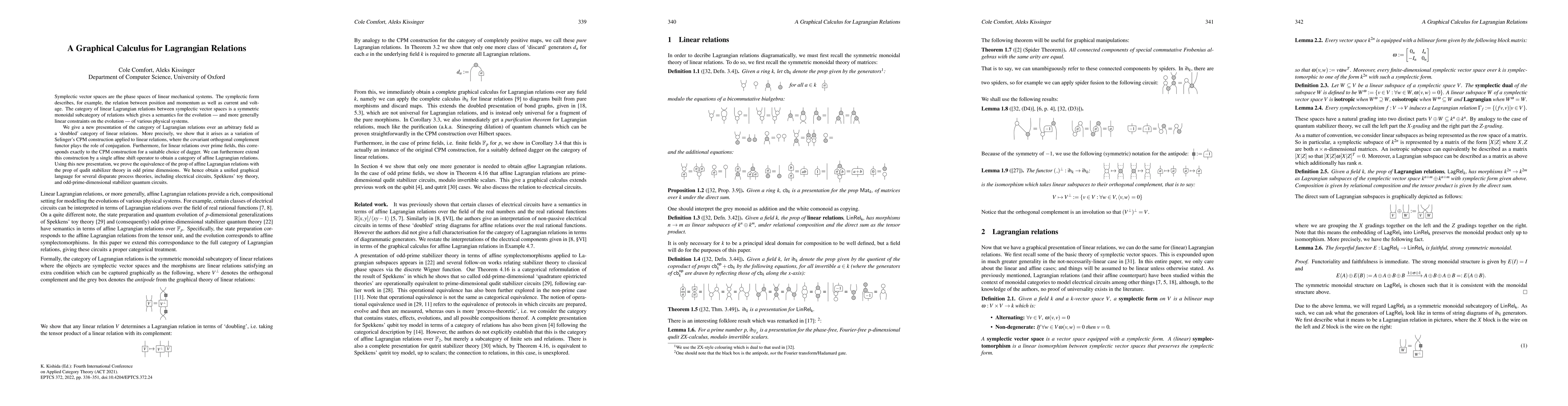 Thumbnail for A Graphical Calculus for Lagrangian Relations