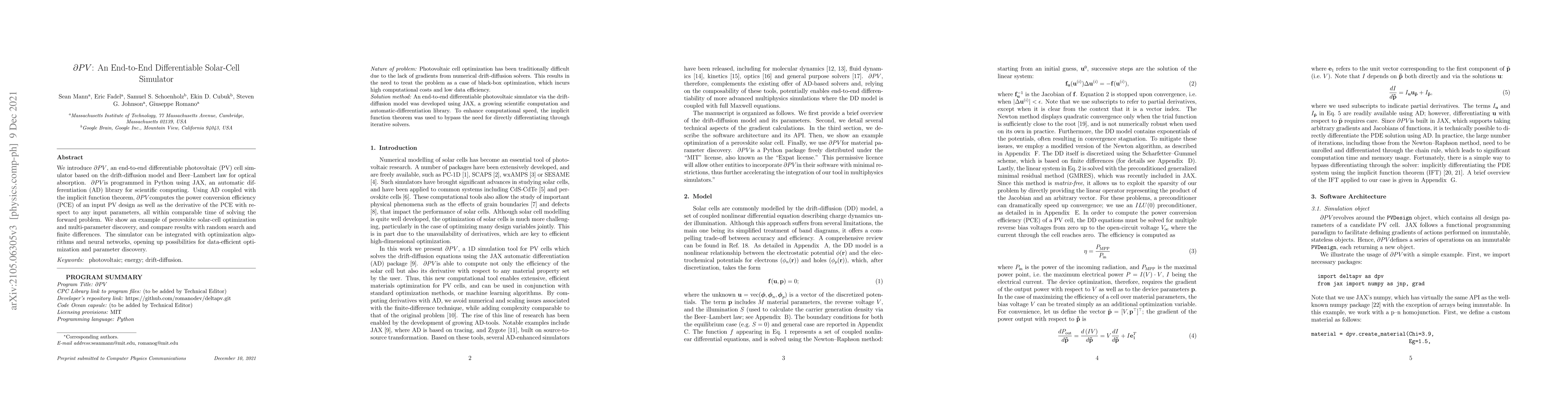Thumbnail for dPV: An End-to-End Differentiable Solar-Cell Simulator