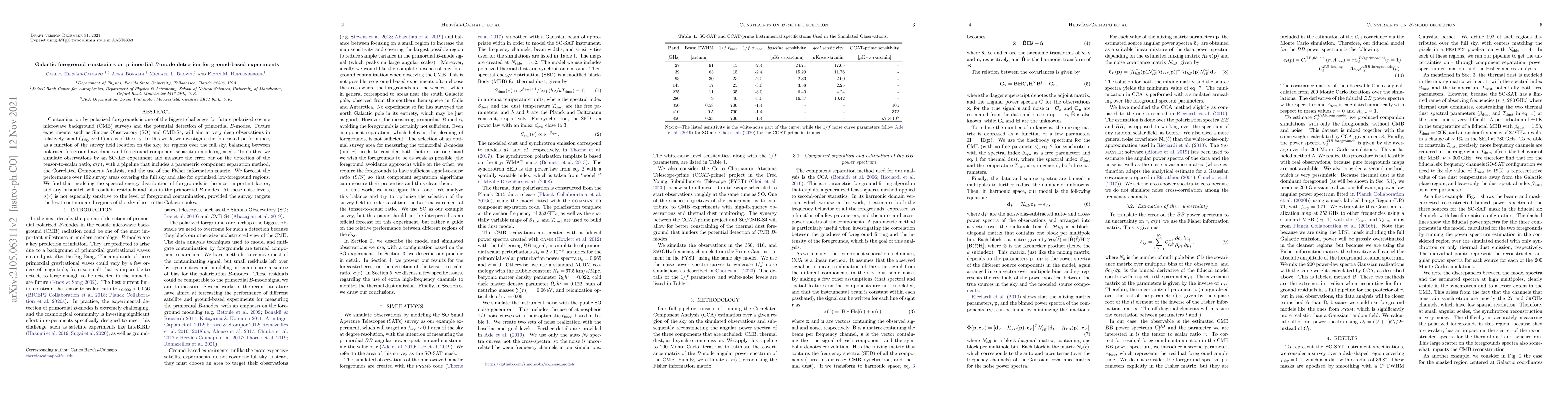 Thumbnail for Galactic foreground constraints on primordial $B$-mode detection for
  ground-based experiments