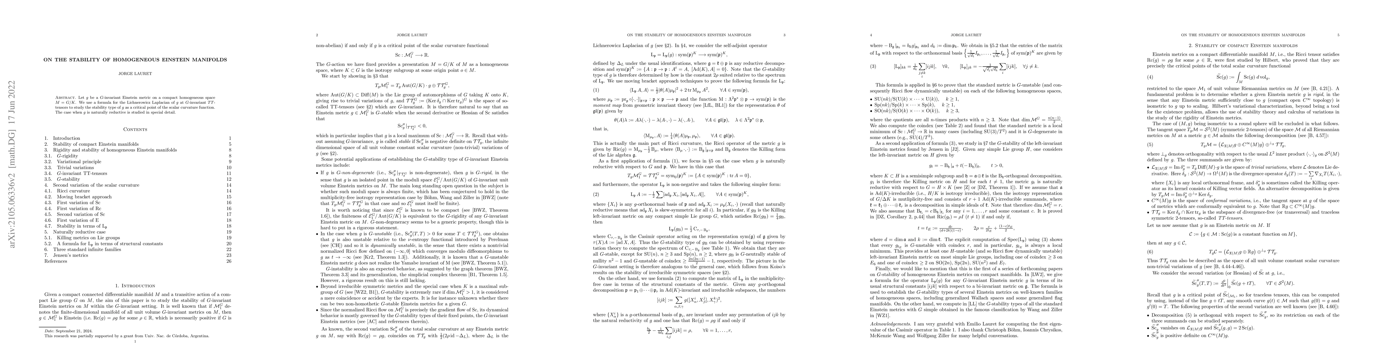 Thumbnail for On the stability of homogeneous Einstein manifolds